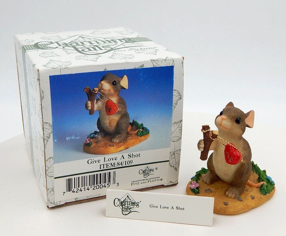 Charming Tails Give Love A Shot Mouse Figure 84-109 Fitz Floyd Vtg 1999